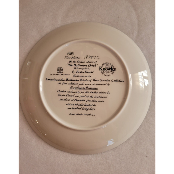 Vtg 1985 Knowles The Baltimore Oriole by Kevin Daniel Plate w/ COA & Box #18887C - Picture 4 of 16